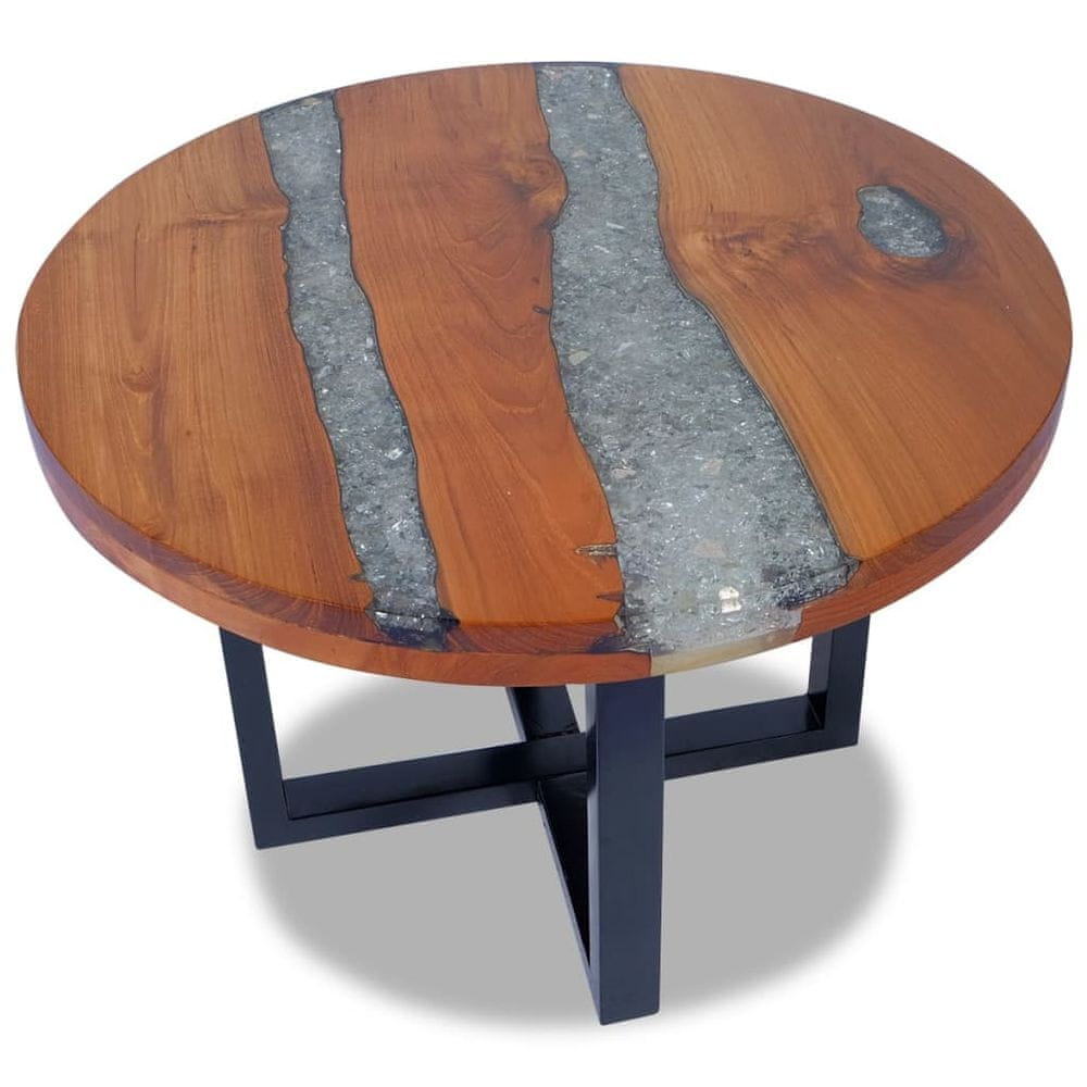 Petromila vidaXL Konferenčný stolík z teakového dreva a živice, 60 cm